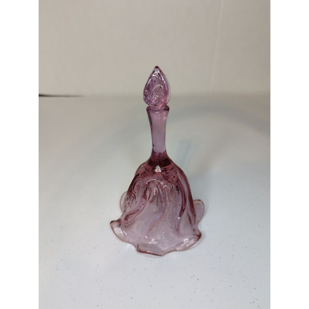 Vintage Fenton Art Glass Temple Dusty Rose Cabbage Bell Ruffled Base W/ Sticker - Picture 3 of 9
